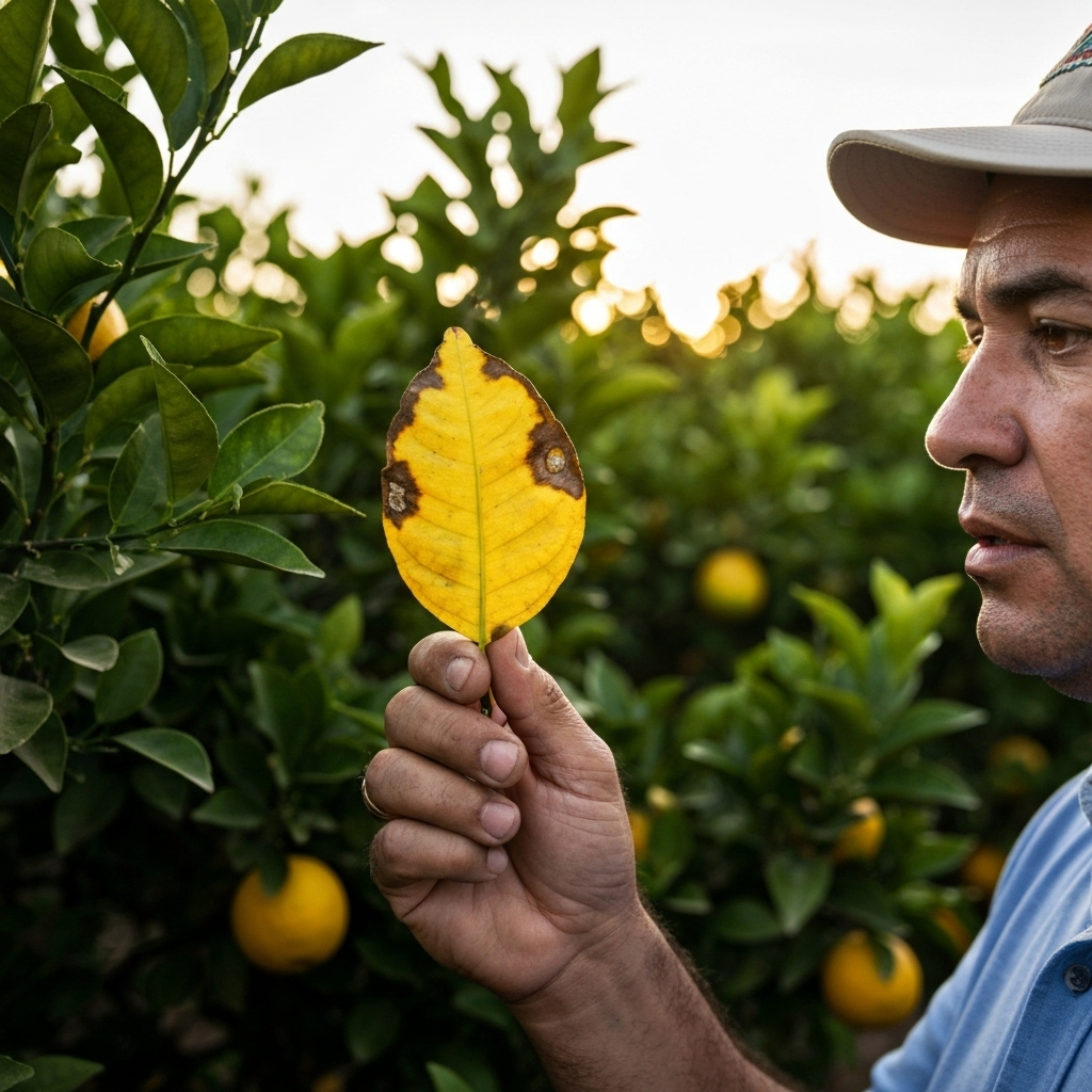 Laranjeira com sintomas de greening (HLB)