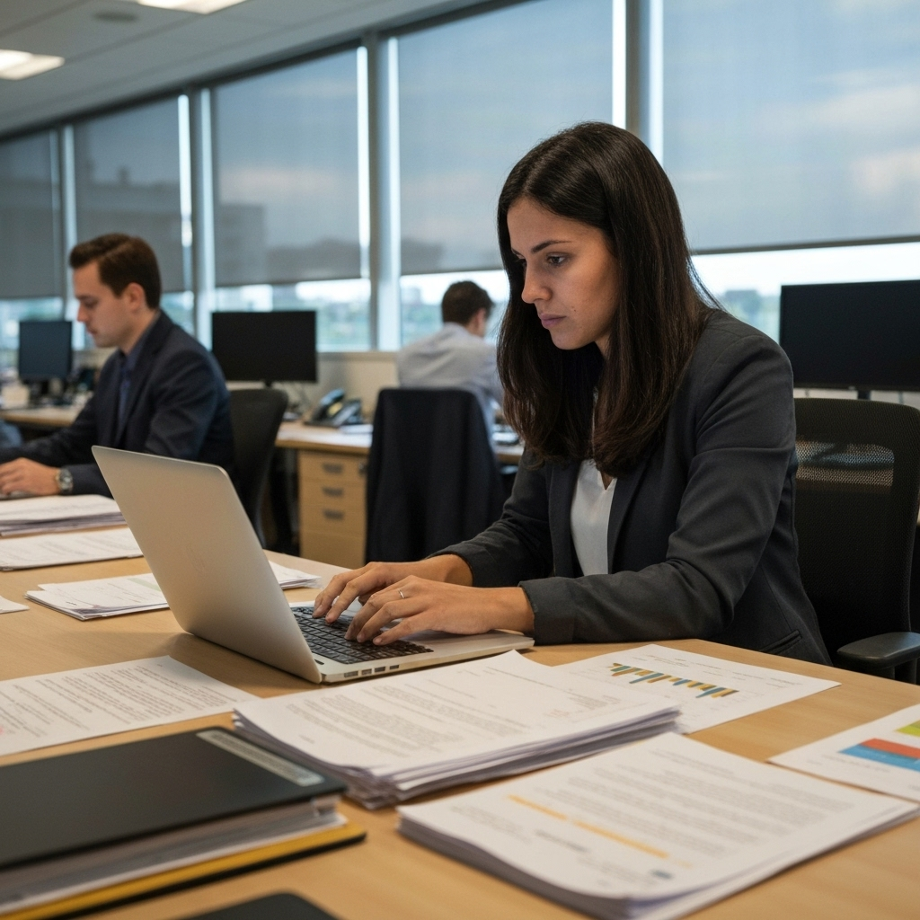 Pessoas trabalhando juntas em um ambiente de trabalho colaborativo e saudável.