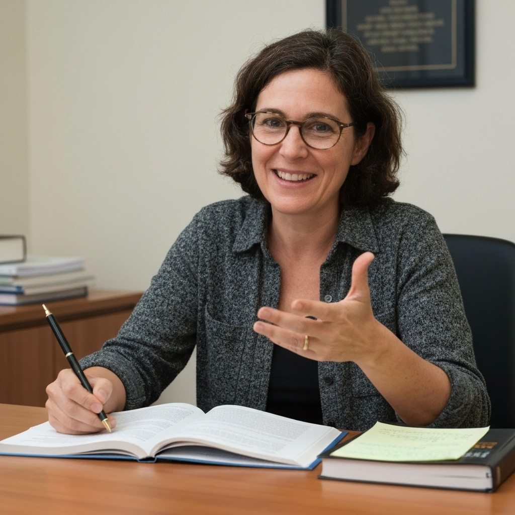 Mulher concentrada estudando para concurso público.