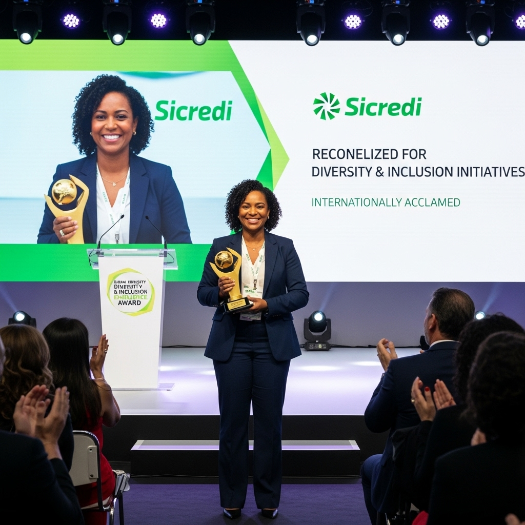 Representantes do Sicredi recebem prêmio internacional por diversidade e inclusão.