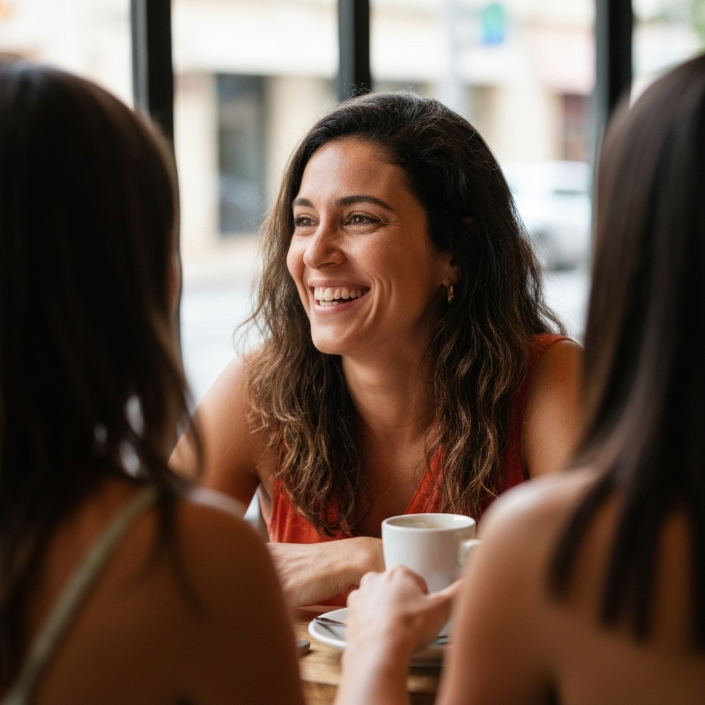 Mulher sorrindo na faixa dos 30 anos, representando a comunidade 'Vida nos 30' do Terra.