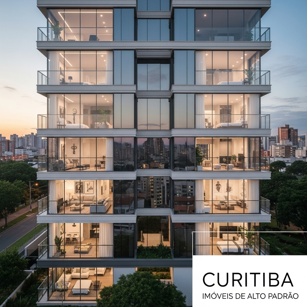 Fachada moderna de edifício residencial de alto padrão em Curitiba.