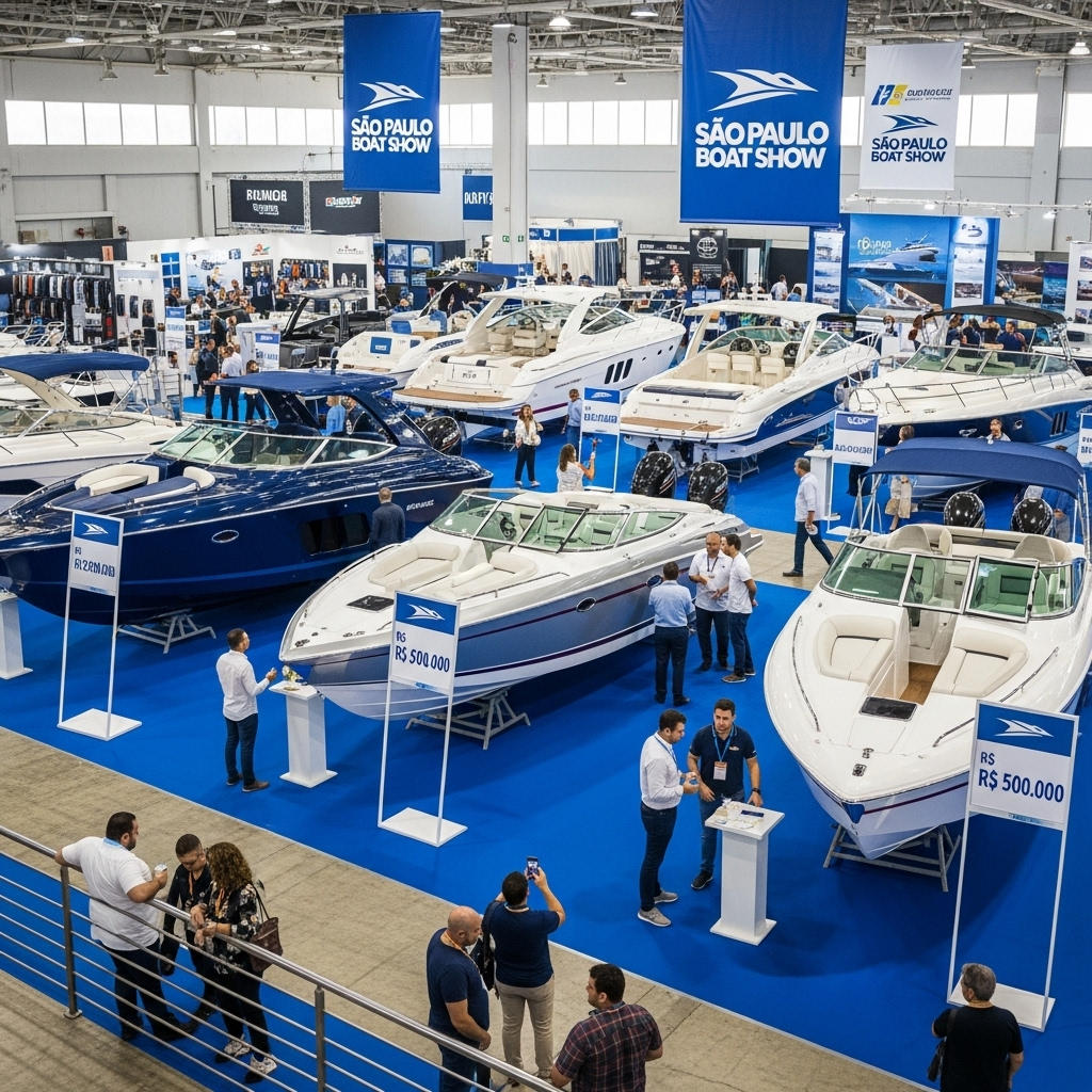 Lanchas em exposição no São Paulo Boat Show