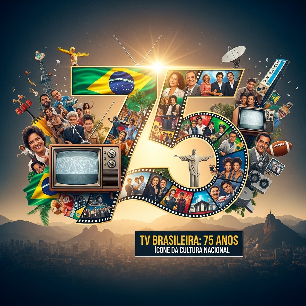 Televisão antiga, símbolo dos 75 anos da TV brasileira.