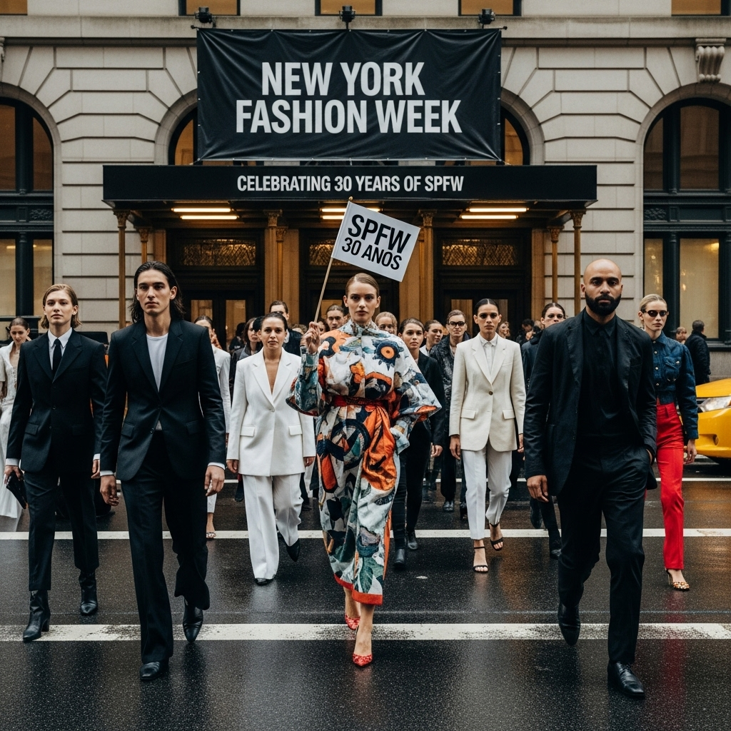 Modelos desfilam na NYFW celebrando 30 anos da SPFW.