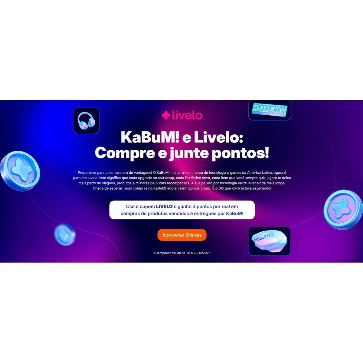 KaBuM! e Livelo fecham parceria com pontos por real gasto