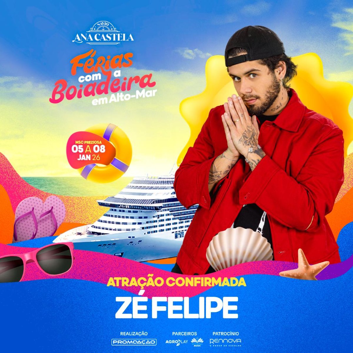 Zé Felipe é atração confirmada no navio de Ana Castela em 2026