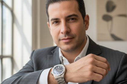 Marcus Buaiz, embaixador da linha Air Pro da Victorinox, exibindo relógio.