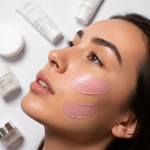 Mulher sorrindo após peeling coreano, com pele radiante.