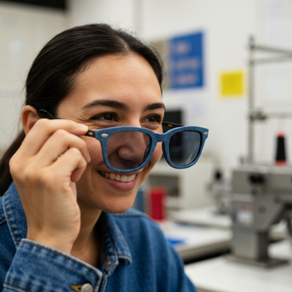 Óculos Colcci Eyewear feitos com jeans reaproveitado.