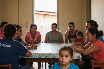 Famílias afegãs acolhidas no Brasil recebem visita do ACNUR e MJSP.