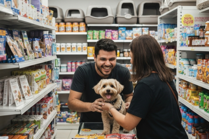 Cachorro animado com sacola de compras na Black Friday pet