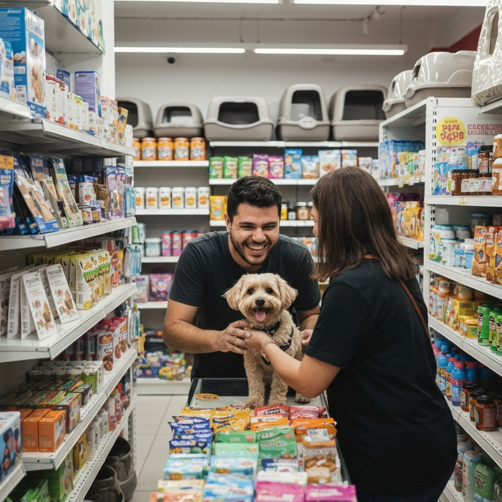 Cachorro animado com sacola de compras na Black Friday pet