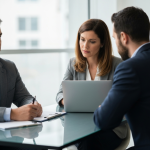 Vendedor analisando microexpressão facial.