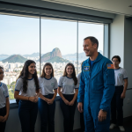 Astronautas em congresso espacial