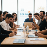 Jovens trabalhando em equipe durante o Ideathon Serpro em Aracaju.