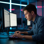 Inteligência Artificial protegendo dados em tela digital