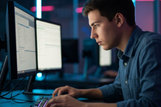 Inteligência Artificial protegendo dados em tela digital