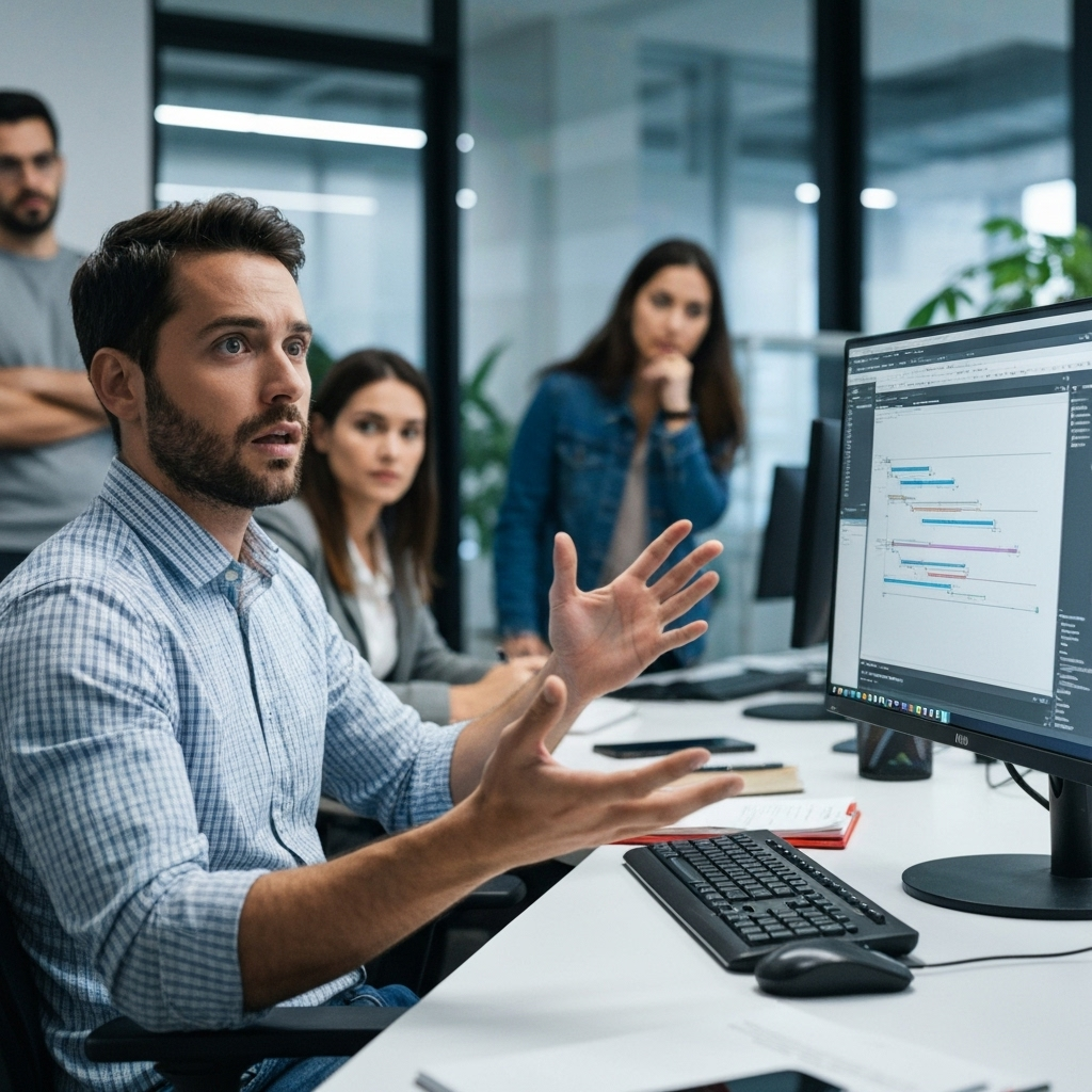 Empresária analisando dados em tela digital