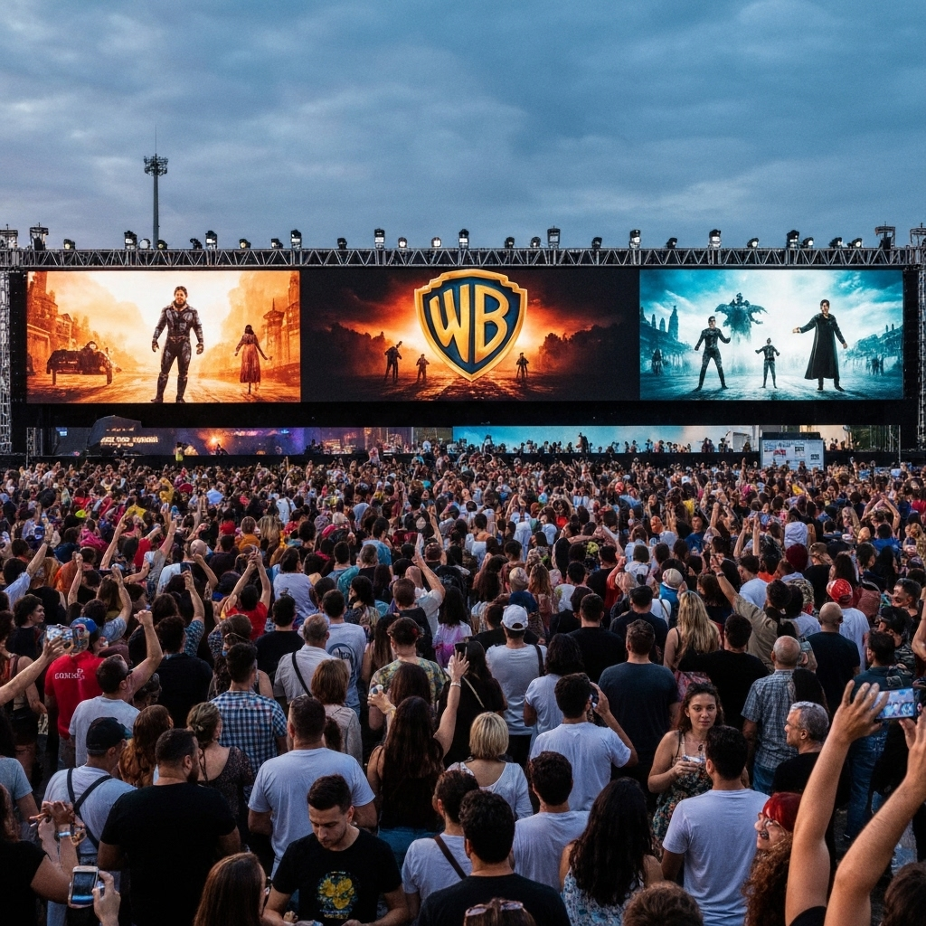 Logotipo da Warner Bros. celebrando sucesso de bilheteria.
