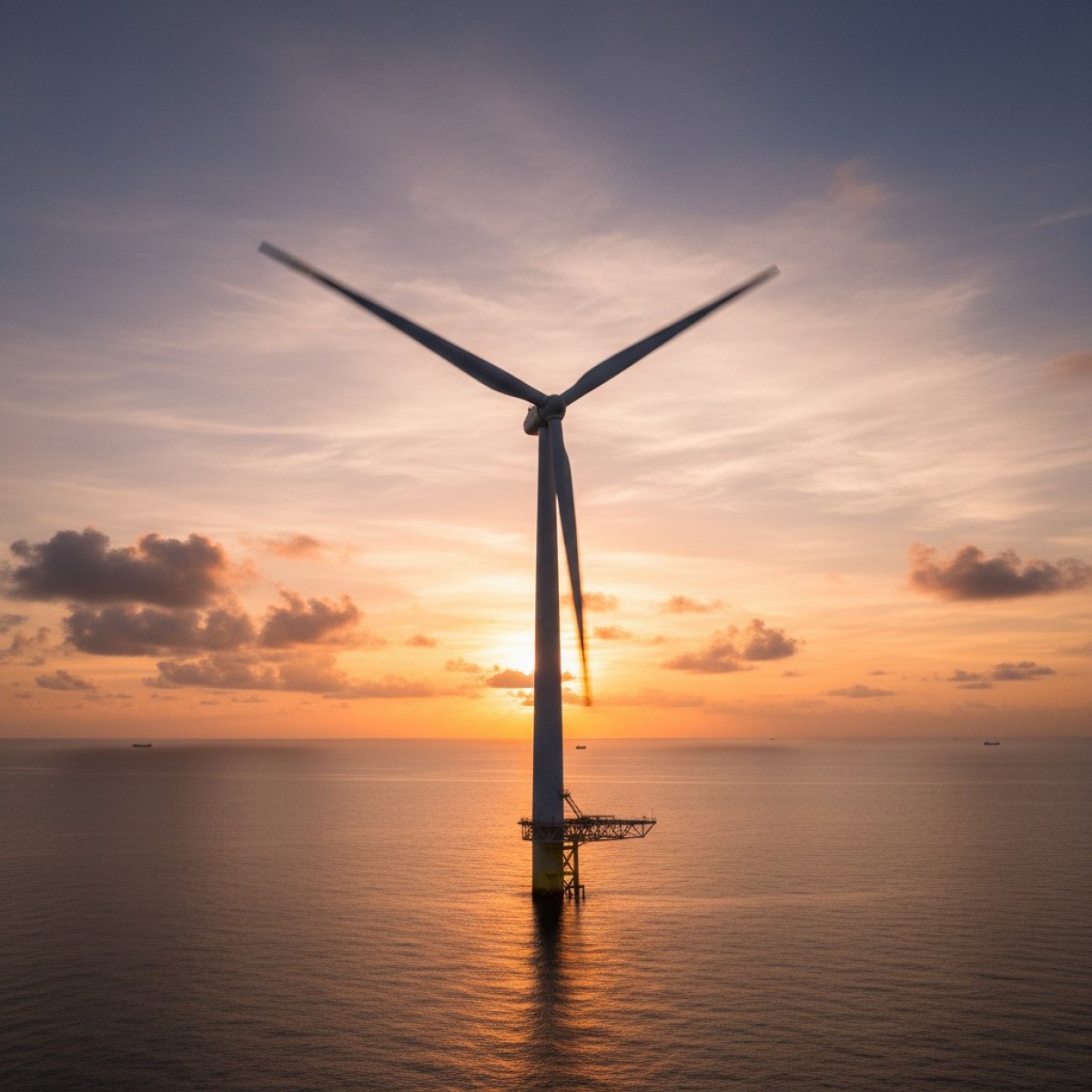 Parque eólico offshore no Brasil: turbinas eólicas em alto mar.