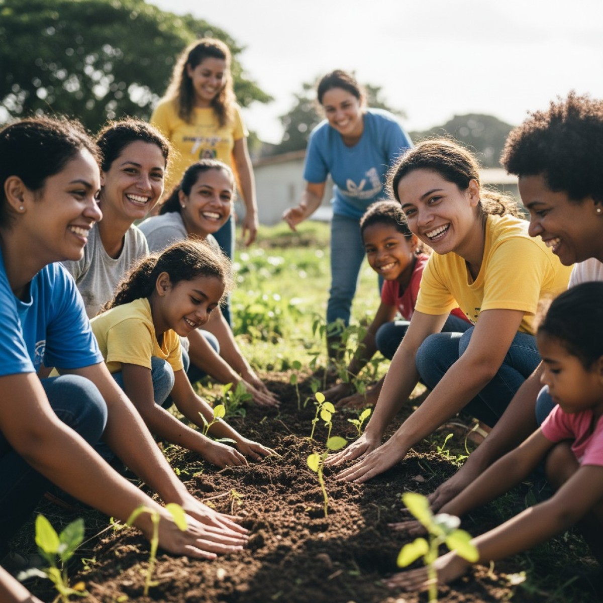 Mãos unidas em gesto de doação e apoio.