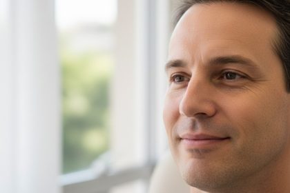 Prótese mandibular realçando o contorno facial.