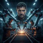 Robô trabalhando em colaboração com um humano.