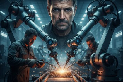 Robô trabalhando em colaboração com um humano.