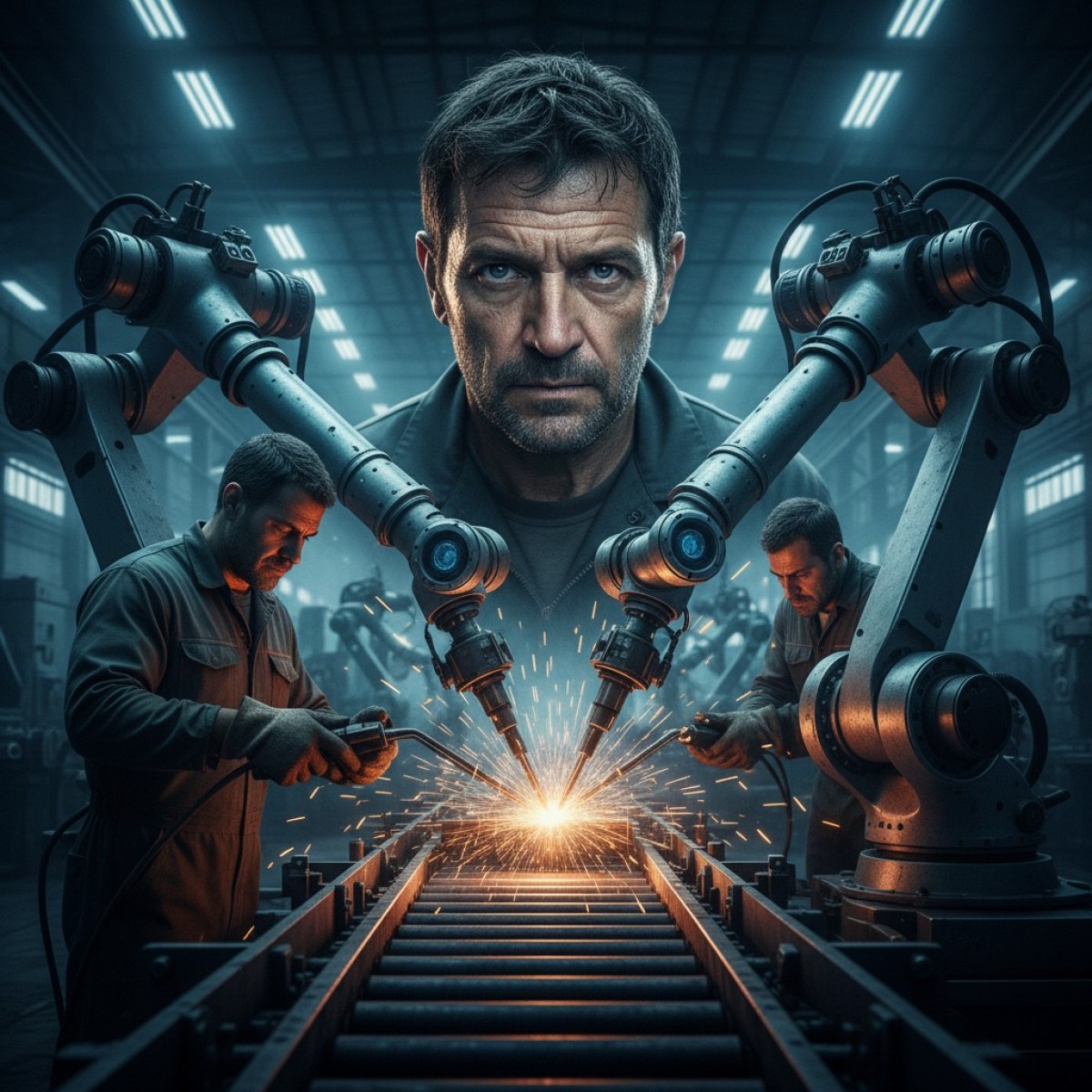 Robô trabalhando em colaboração com um humano.