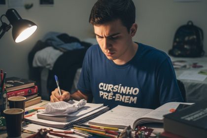 Estudante concentrado estudando para o Enem