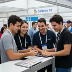 Startups no espaço de inovação da Mercopar 2024, impulsionadas por Gama e Sebrae RS.