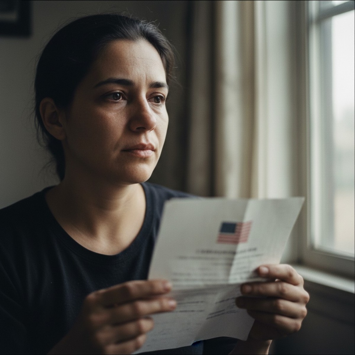 Mulher cabisbaixa, simbolizando vítima de violência doméstica.