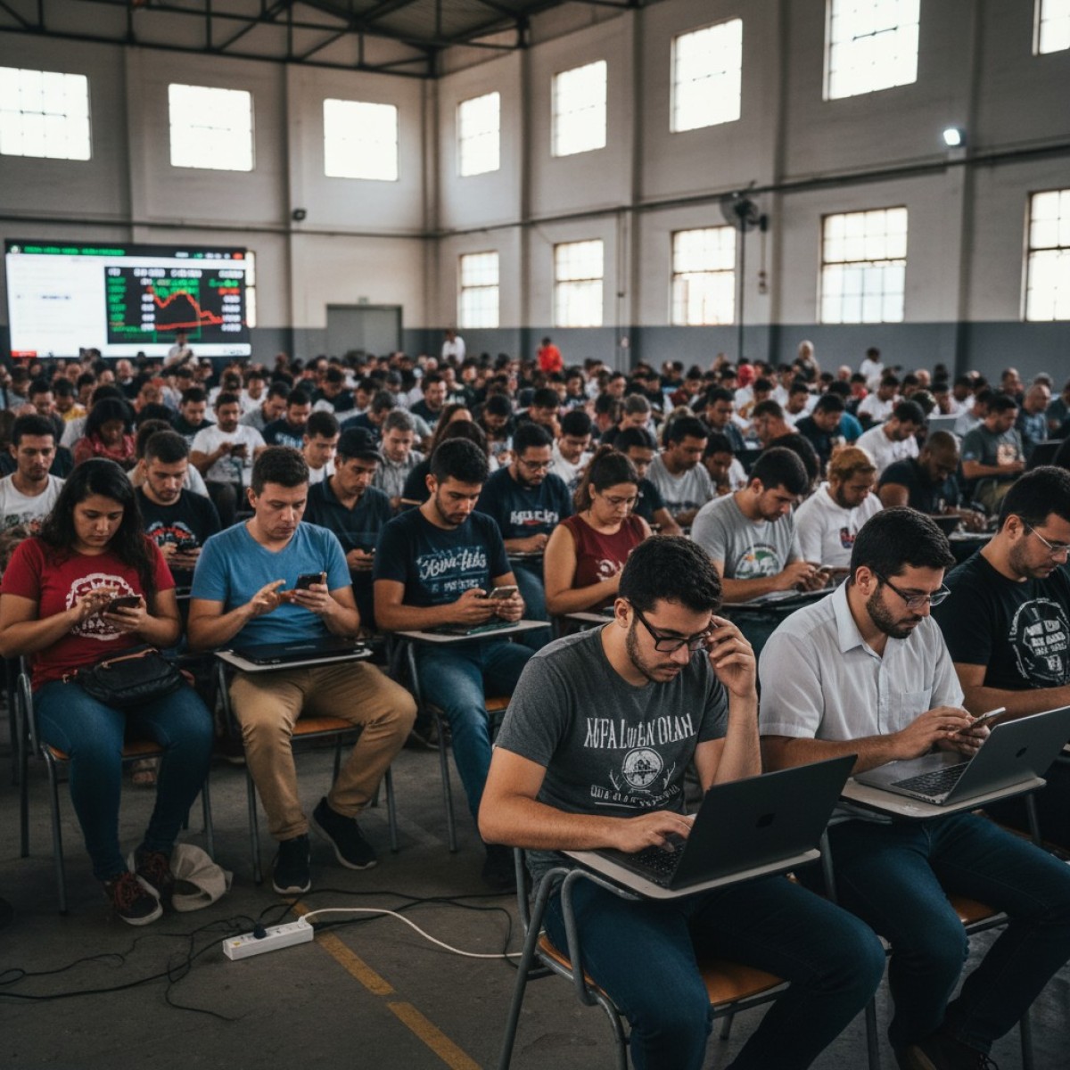 Mulher navegando em plataforma online de leilões de imóveis.