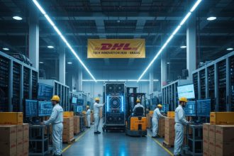 Data center moderno e eficiente, refletindo a digitalização da logística.