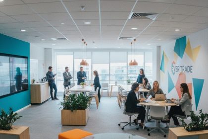 Novo escritório da Ever Trade: design moderno e colaborativo.