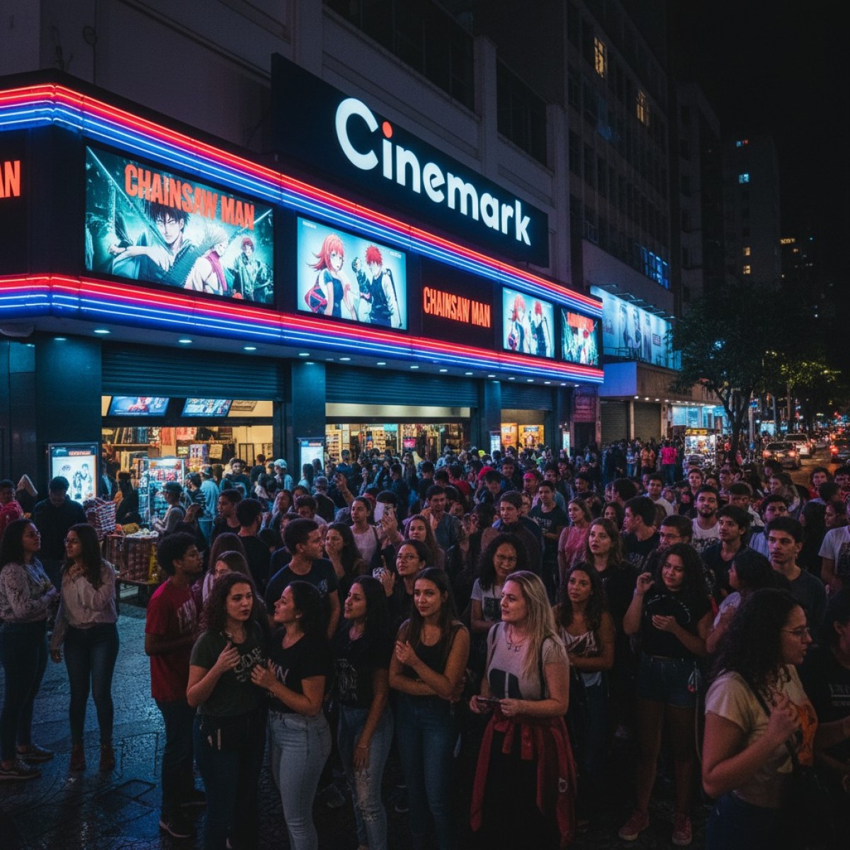 Imagem promocional de Chainsaw Man: O Filme – Arco da Reze para Anime Night Cinemark.