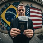 Bandeiras do Brasil e dos Estados Unidos lado a lado