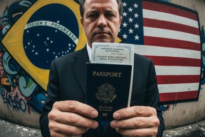 Bandeiras do Brasil e dos Estados Unidos lado a lado