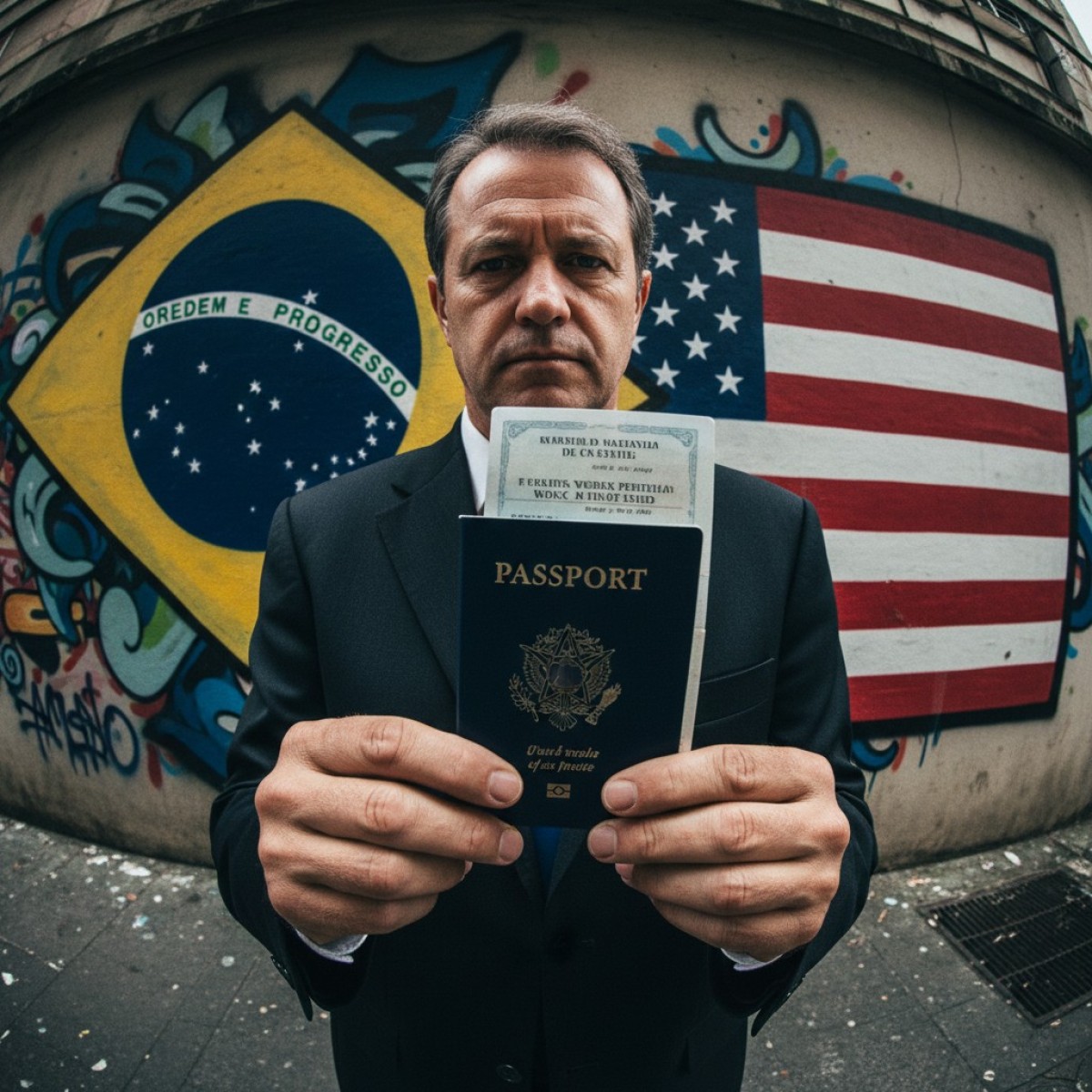 Bandeiras do Brasil e dos Estados Unidos lado a lado