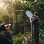 Antena Starlink em operação no Brasil, conectada à rede Deutsche Telekom.