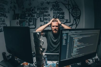 Mulher interagindo com chatbot em um smartphone, representando a inteligência conversacional.