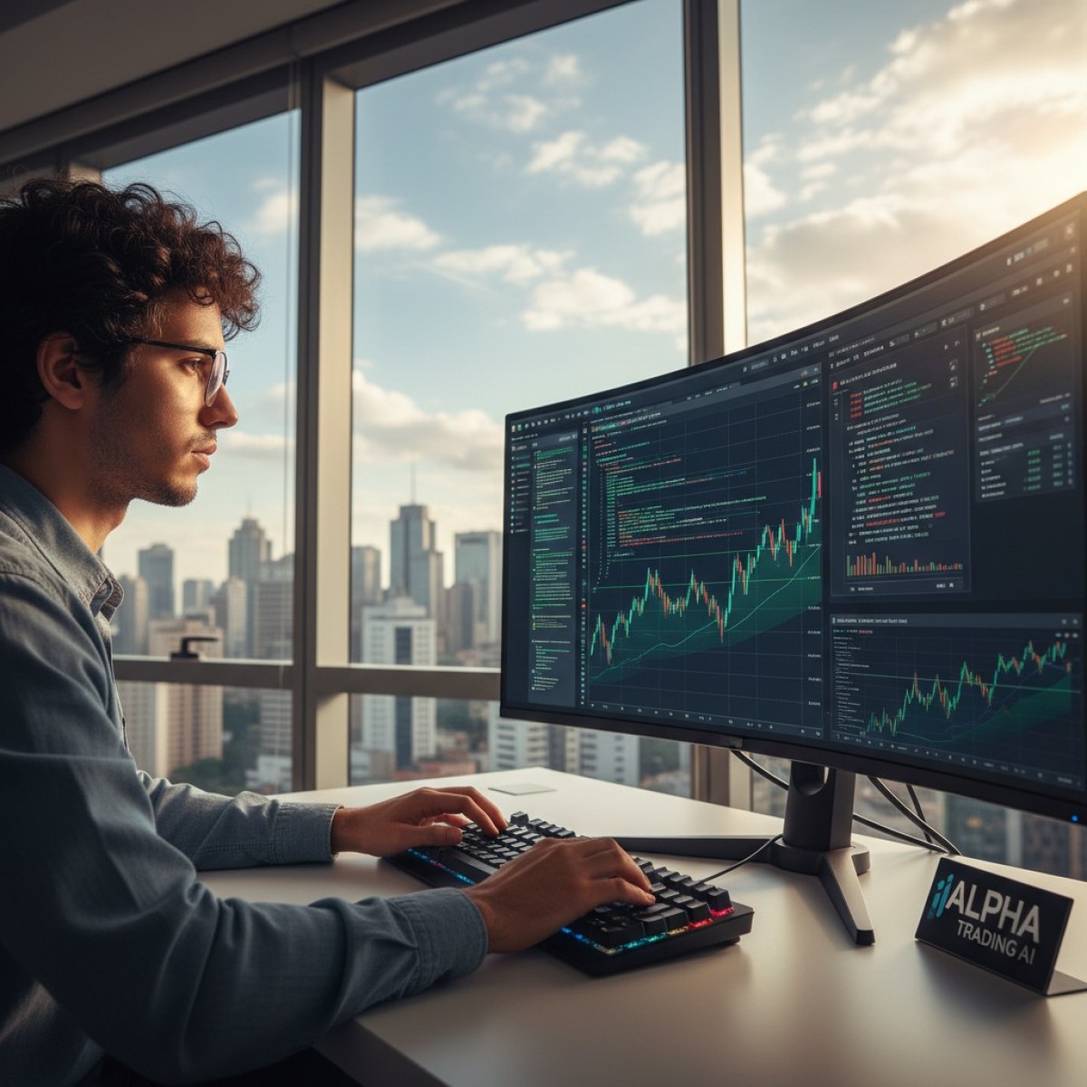 Robô automatizando tarefas financeiras com IA.