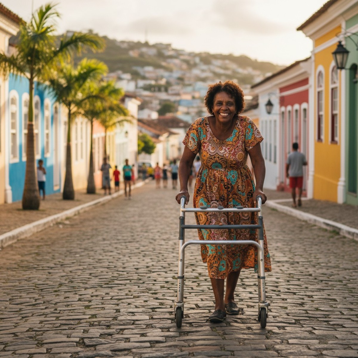 Pessoas utilizando produtos de mobilidade Mercur, sorrindo.