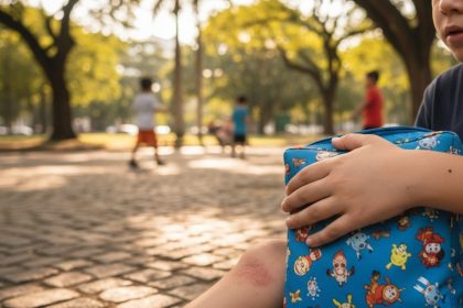 Bolsa térmica aplicada em lesão para alívio da dor.