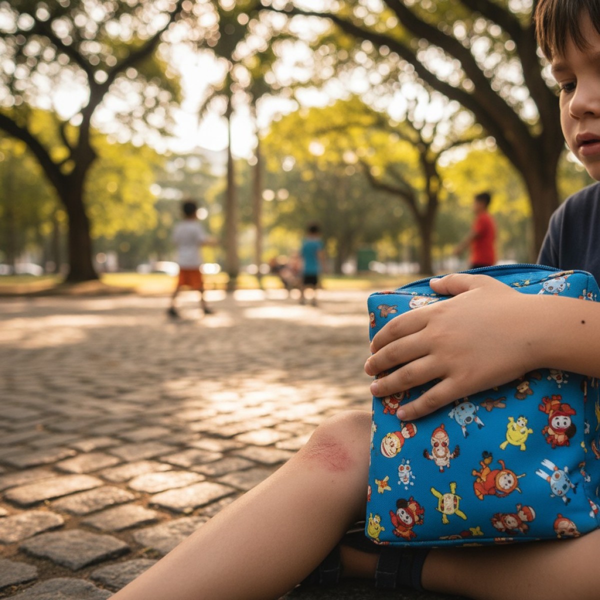 Bolsa térmica aplicada em lesão para alívio da dor.