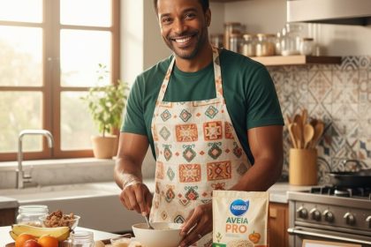 Celebridades com embalagens de Nestlé Aveia PRO