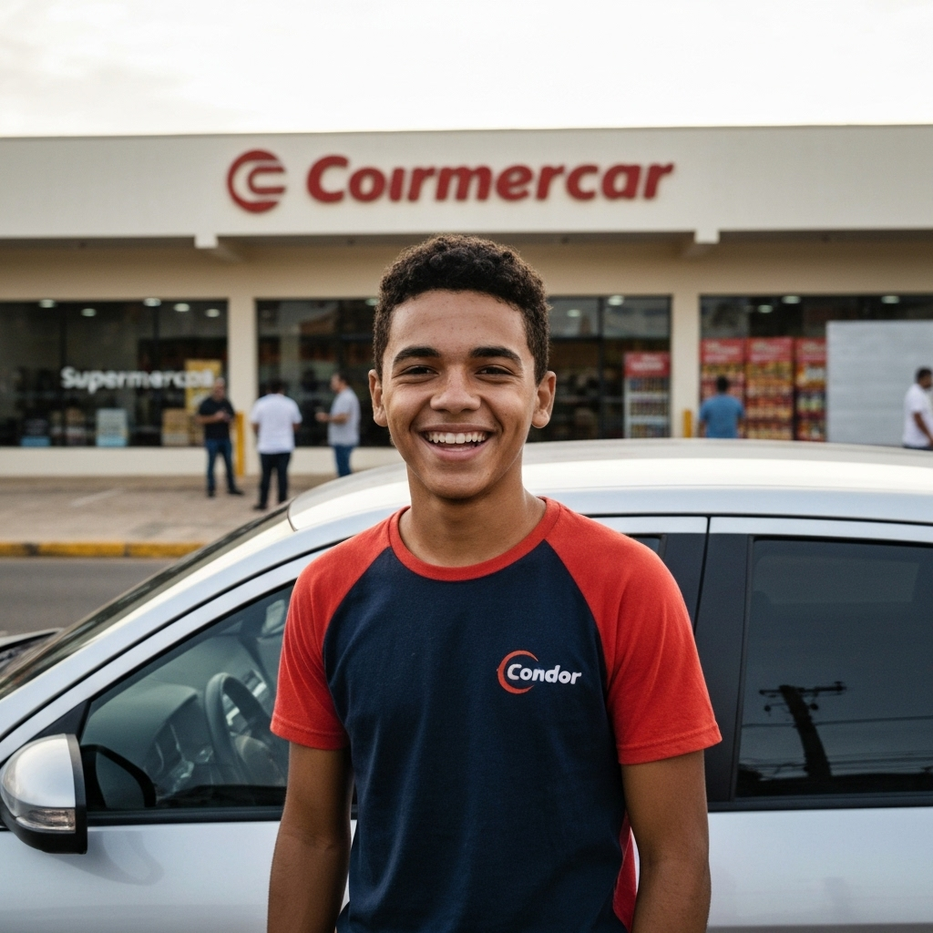 Maranhense Whallacy Mota exibe carro zero km conquistado em Joinville.