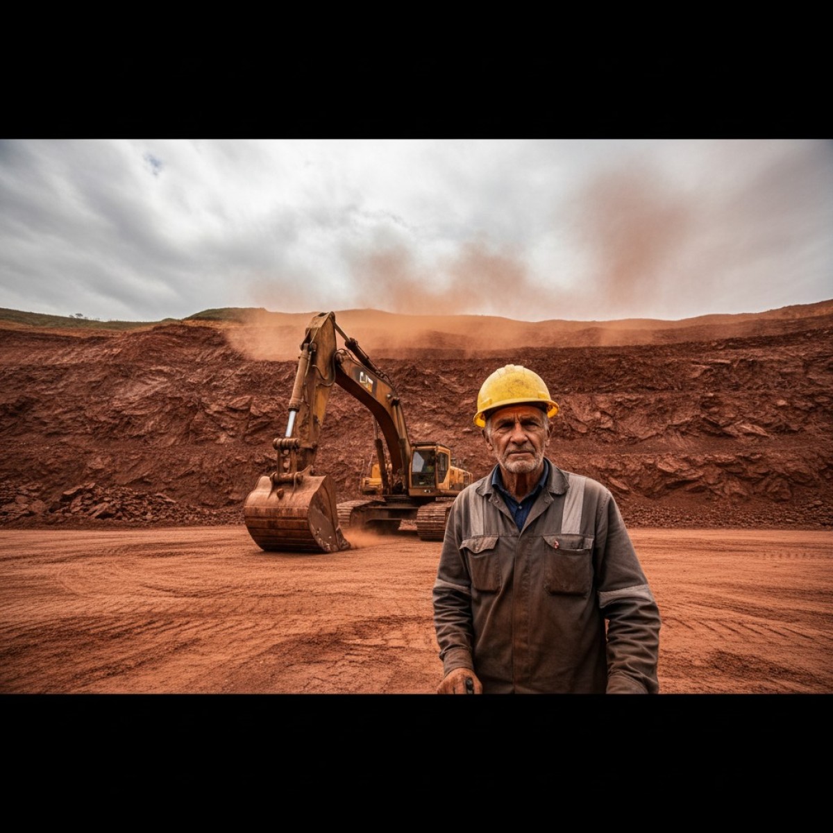 Minério de ferro em pilha aguardando exportação no Brasil.