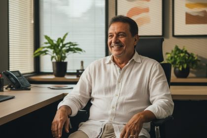 Zeca Pagodinho sorrindo com cartão Caju na mão, campanha 'Benefícios que dão vontade de ser CLT'.